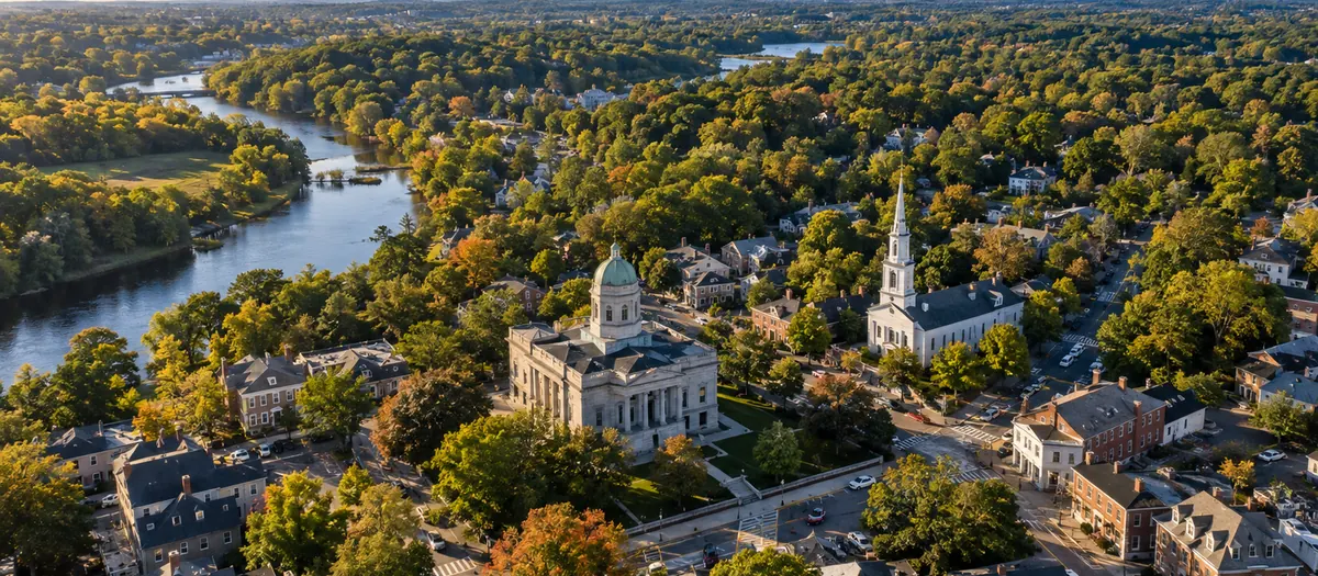 Aerial view of Dedham, MA